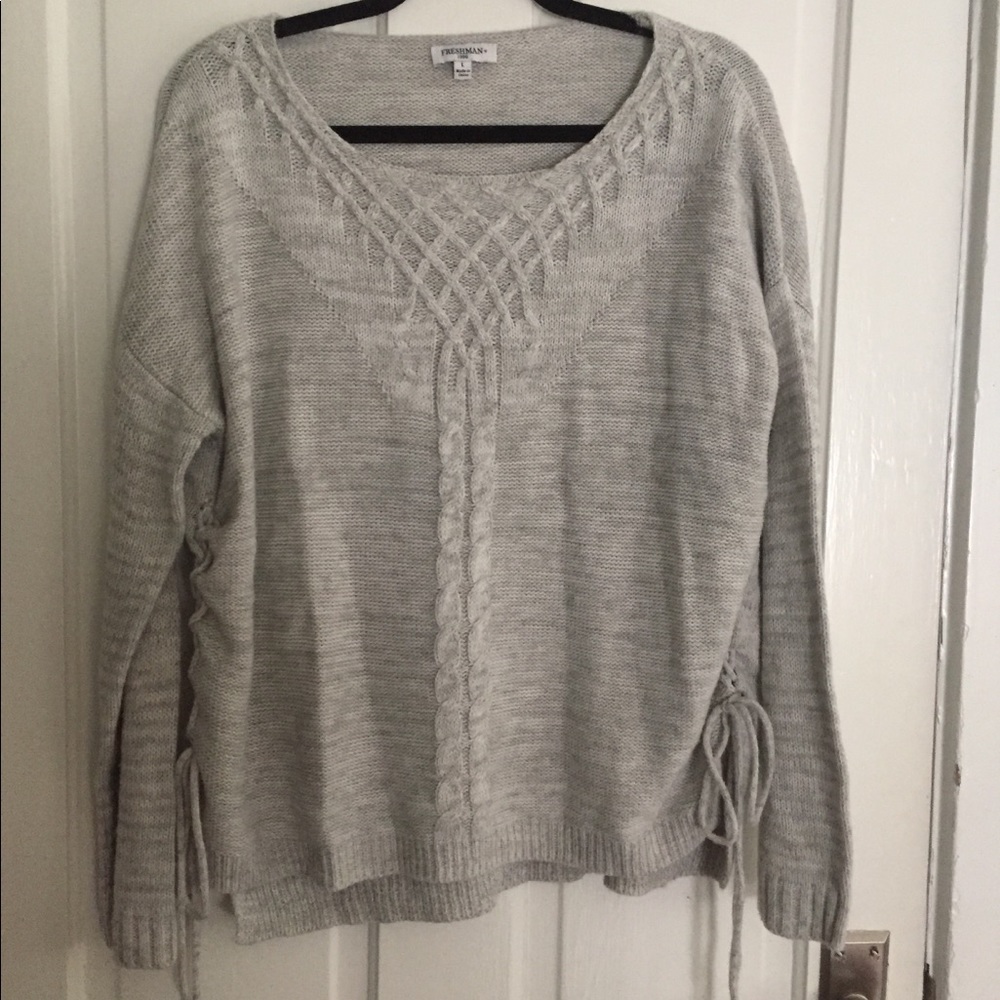 Light Grey Freshman Sweater with Ties